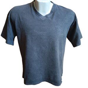 Large V-Neck Gemrock Vintage T-Shirt Black Cotton 1990's Short Sleeve Faded